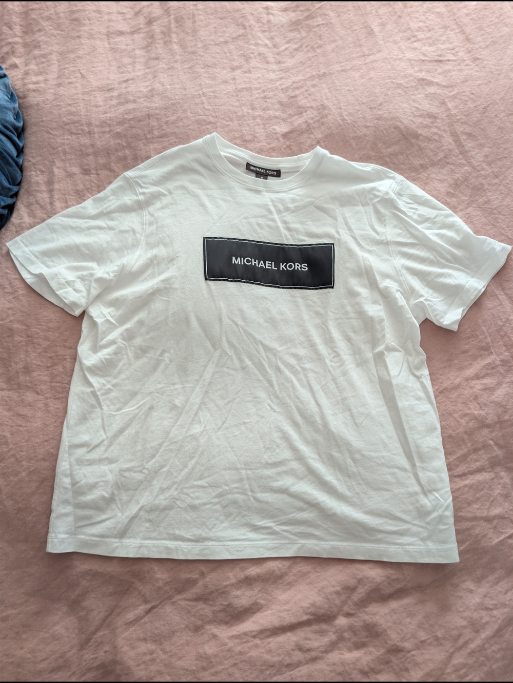 Michael Kors Men’s White Logo Patch Short-Sleeve T-Shirt Medium EUC